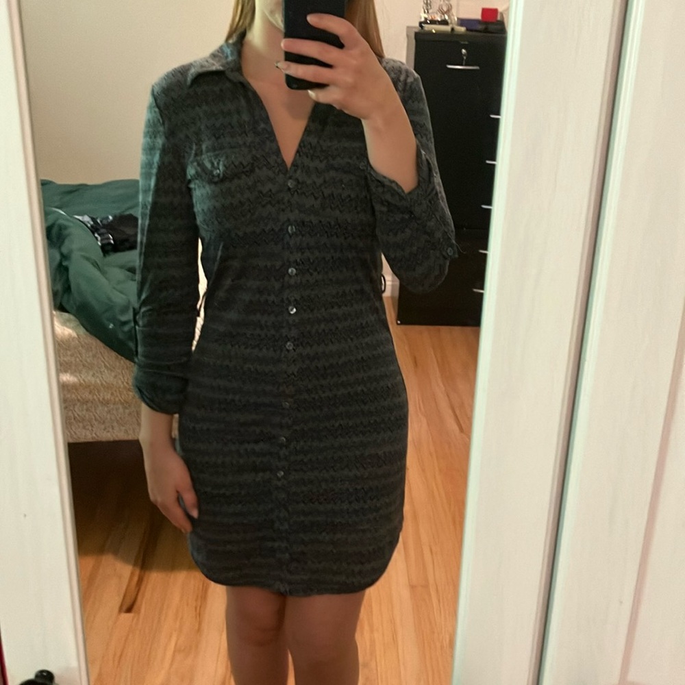 Stylish Gray Button-Up Dress